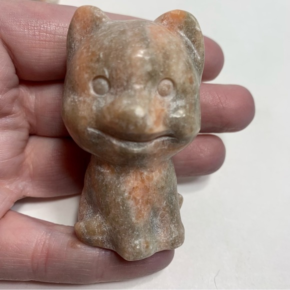 Four Figurines Natural Stone gemstone decor. Two cats and two dogs. - Picture 2 of 11